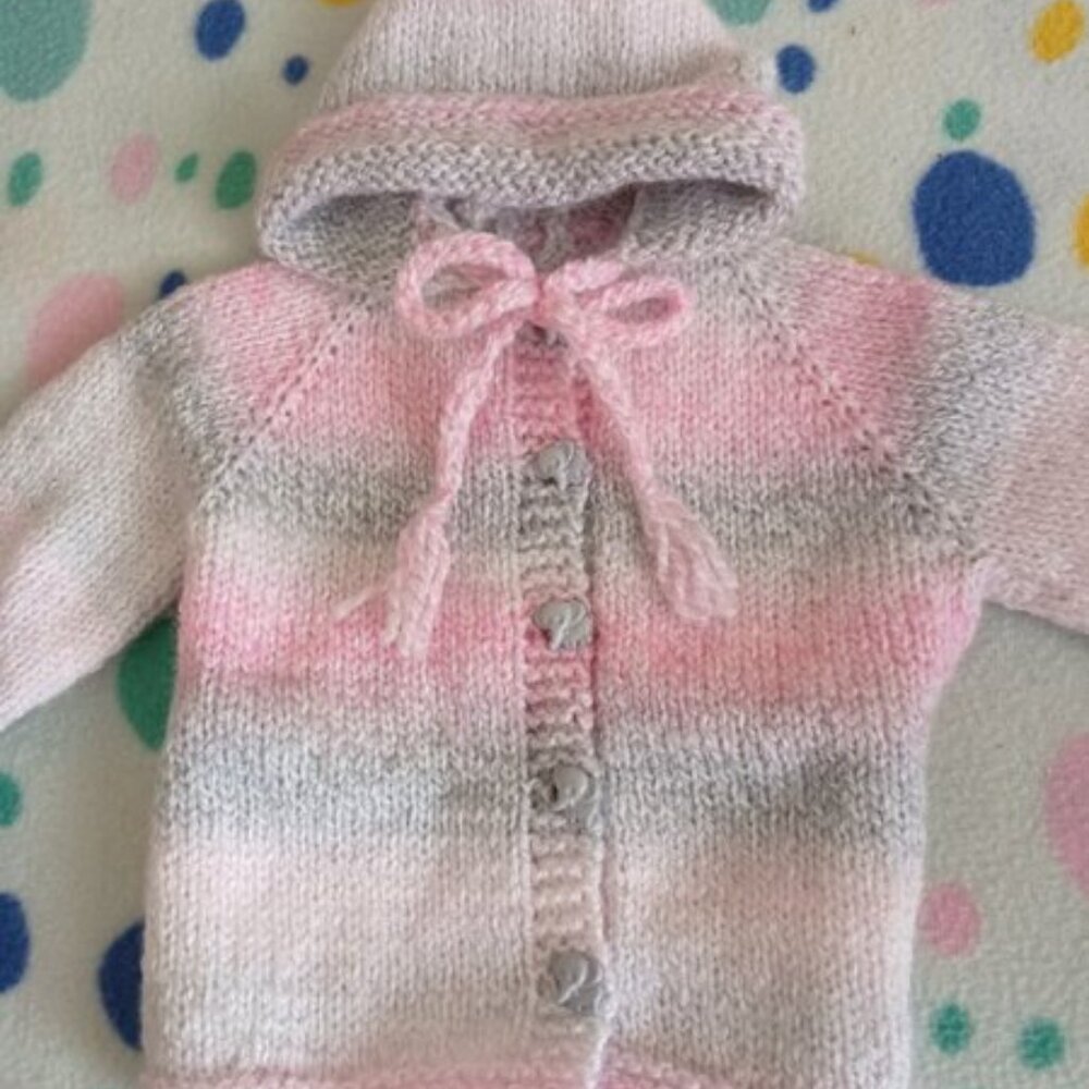 Infant's Hand Knit Hooded Sweater  #6